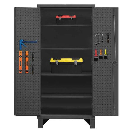 Durham MFG HDCP243678-PB32-4S95 Shelving & Pegboard Storage Cabinet, 78 in H, 36 in W, 24 in D, Swing, Padlock Hasp, Gray, 0
