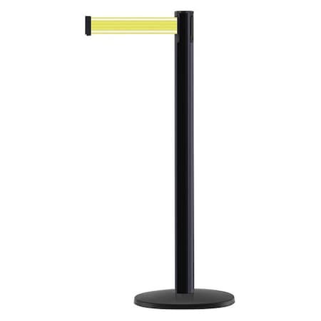 Tensabarrier 889B-33-33-STD-Y5-NV-C Barrier Post with Belt, Black, 7 1/2 ft Length, 38 in Post Height, No Legend, Powder