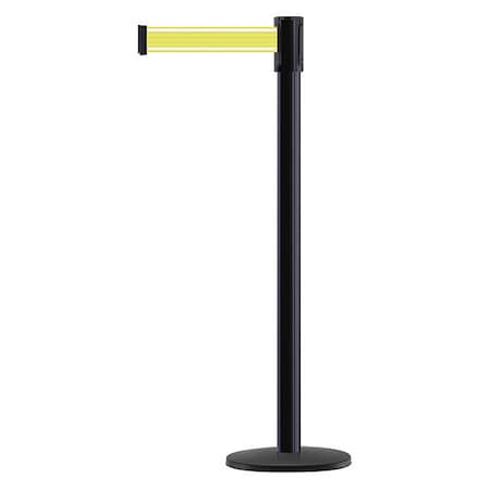 Tensabarrier 890B-33-33-33-STD-Y5-NV-C Barrier Post with Belt, Black, 7 1/2 ft Length, 38 in Post Height, No Legend, Powder