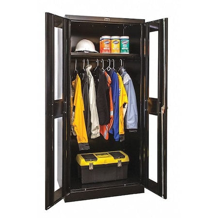 Hallowell 435W24SVA-ME Wardrobe Storage Cabinet, 72 in H, 36 in W, 24 in D, Swing, Keyed, Black, 1 Shelves, 0 Drawers