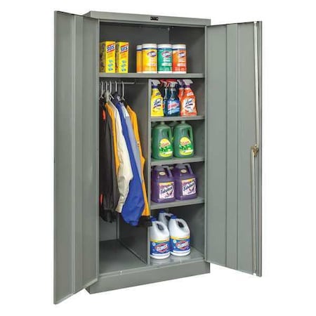 Hallowell 865C24A-HG Combo Wardrobe Storage Cabinet, 78 in H, 48 in W, 24 in D, Swing, Keyed, Dark Gray, 4 Shelves