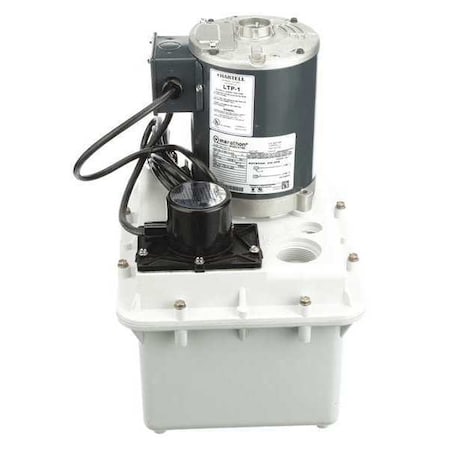 Hartell LTP-1 Sink Drain Pump System, 1/4 hp, 45 gpm Flow Rate at 5 Ft. of Head, 5 A Amps, 1 gal basin capacity