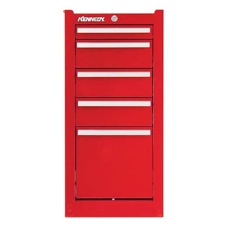 Kennedy 185XR K1800 Series Side Cabinet, 5 Drawer, Red, Steel, 13-1/2 in W x 18 in D x 29 in H