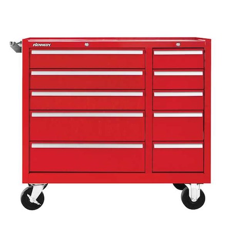 Kennedy 310XR K1800 Series Rolling Tool Cabinet, 10 Drawer, Red, Steel, 39-1/2 in W x 18 in D x 35 in H