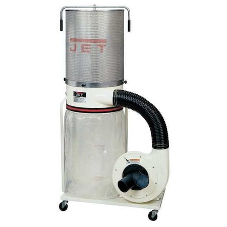 JET 708659K Wood Dust Collector, 1,100 cfm CFM Max Flow, 1 1/2 hp, Single Phase