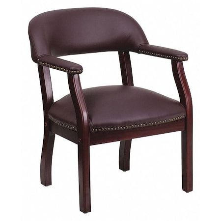 Flash Furniture B-Z105-LF19-LEA-GG Traditional Luxurious Conference Chair, Burgundy Seat, Wood Back, 24