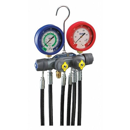 Yellow Jacket 45925 Manifold Gauge Set, 6 ft L, 3 1/8 in Gauge
