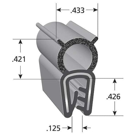 Trim-LOK DDA2513-328 Black Vinyl Seal 328 ft L, 7/16 in W, 7/8 in H
