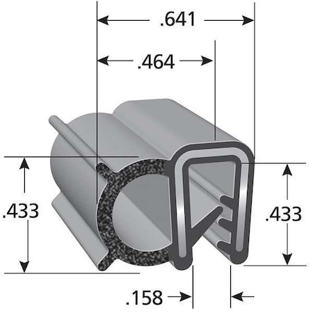 Trim-LOK DDA1549-328 Black Vinyl Seal 328 ft L, 5/8 in W, 7/16 in H