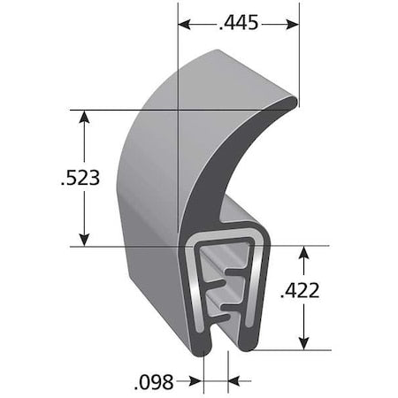 Trim-LOK DDA1501-100 Black Vinyl Seal 100 ft L, 7/16 in W, 15/16 in H