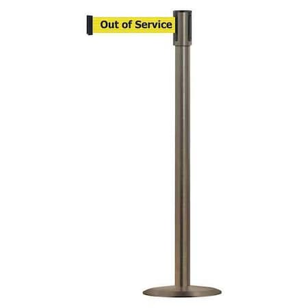 Tensabarrier 890U-3S-3S-3S-MAX-NO-YEX-C Barrier Post with Belt, Satin Stainless Steel, 13 ft Length, 38 in Post Height, Out