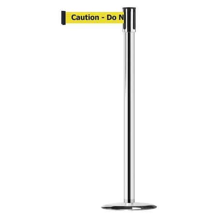 Tensabarrier 890U-1P-1P-1P-MAX-NO-YAX-C Barrier Post with Belt, Polished Chrome, 13 ft Length, 38 in Post Height, Caution Do