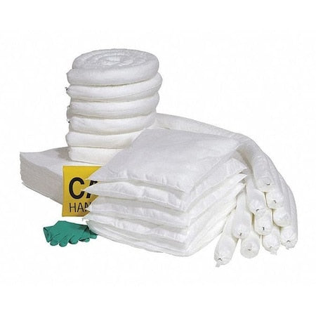 Spilltech RSPKO-65 Spill Kit Refill, 44 gal Volume Absorbed per Kit, 65 gal Capacity, Box, Yellow, 77