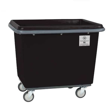 R&B Wire Products 4618BLK/PTB Poly Cube Truck with Air Cushion Bumper and Steel Base, 18 Bushel, Black