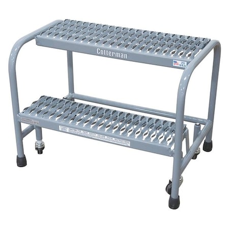 Cotterman 1002N2626A6E10B3C1P1 20 in H Steel Rolling Step, 2 Steps, 450 lb Load Capacity