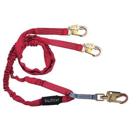 Falltech 8247Y Ironman Shock Absorbing Lanyard, 6 ft. Length, Snap Hook, Steel, 2 Leg(s), 310 lb. Weight Capacity