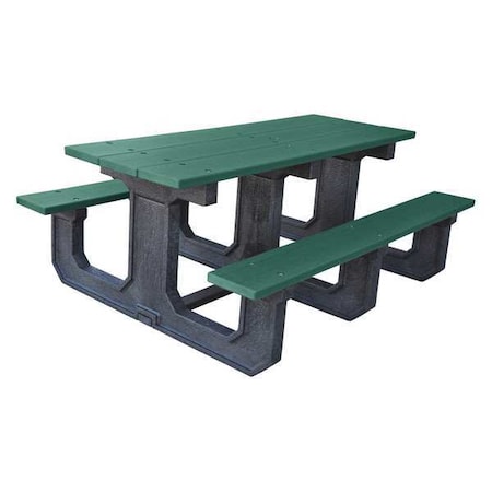 Ultrasite PB 8GREPARKP Rectangle Picnic Table, Green, Vandal Resistnt Resinwood, 96 in L x 29-3/4 in H x 57-7/8 in W, Plank