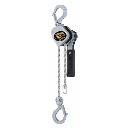 Harrington LX003-10 Lever Chain Hoist, 500 lb Load Capacity, 10 ft Hoist Lift, 51/64 in Hook Opening