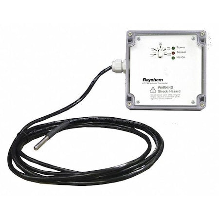 Raychem EC-TS Line Voltage Thermostat, Heat Only, 30 to 110F, Exposed Dial, Push Buttons, 100 to 277V AC, 1H