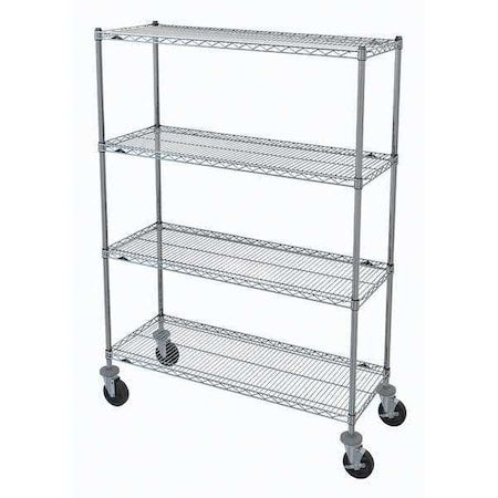 Metro N356BBR Wire Cart, Brite, 69 in.H x 48 in.L, Silver