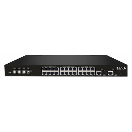 Invid Tech VIS-LRPOE24-2 PoE Switch, 24 Camera Inputs, Metal