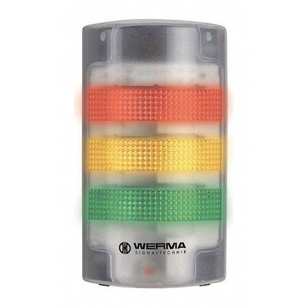 Werma 69120068 Tower Light Assembly, 115 to 230V AC, Green, Red, Yellow, 195 mm Height, LED, FlatSIGN Series