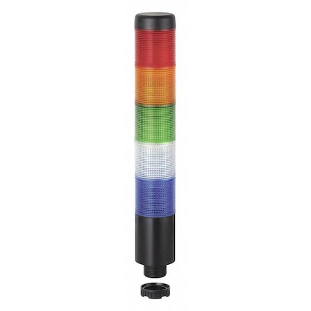 Werma 69816075 Tower Light Assembly, 24V AC/DC, Blue, Clear, Green, Red, Yellow, 38 mm Dia., 243 mm Height, LED