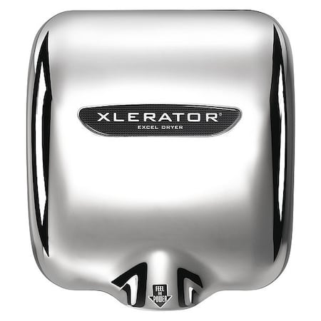 Excel Dryer XL-CV-H-208-277V Automatic Hand Dryer, 8 sec Dry, 68 to 77, 208 to 277V AC, Silver, Polished Chrome