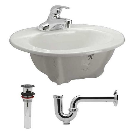 Zurn Z5114.119.1.07.00.0 Vitreous China Lavatory Sink With Faucet, Drop In, Bowl Size 8-7/8
