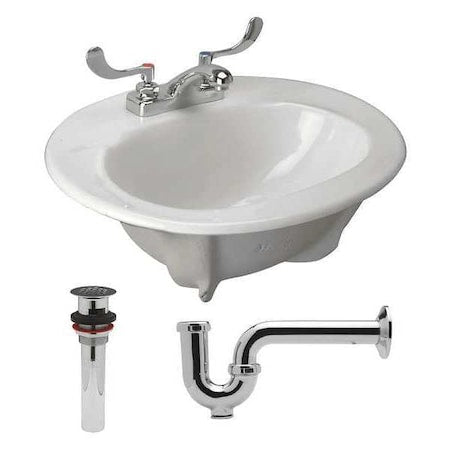 Zurn Z5114.521.1.07.00.0 Vitreous China Lavatory Sink With Faucet, Drop In, Bowl Size 8-7/8