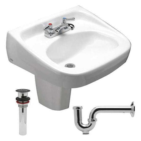 Zurn Z5344.464.1.07.00.D Wall Mount, 3 Hole, Dual Manual Handle, White, Bathroom Sink