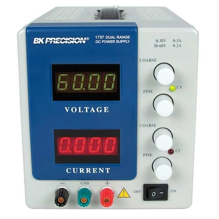 B&K Precision 1737 Dual Range DC Power Supply, 120/220V AC, 30V DC; 60V DC, 120 W, 3A, 2A