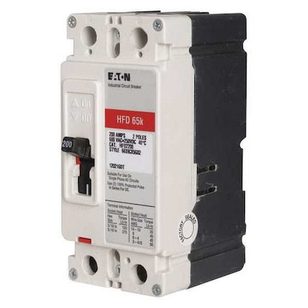 Eaton HFD2015 Molded Case Circuit Breaker, HFD Series, 15A, 2 Pole, 600V AC, 100kA at 240V AC