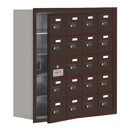Salsbury Industries 19158-20ZRC Cell Phone Locker, 29 1/4 in W, 8 3/4 in D, 29 3/4 in H, (4) Wide, (5) Tier, Bronze