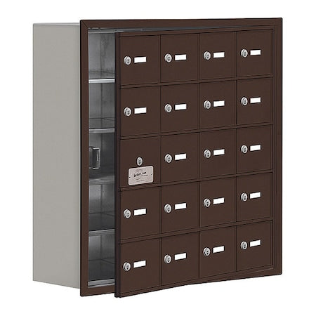 Salsbury Industries 19158-20ZRK Cell Phone Locker, 29 1/4 in W, 8 3/4 in D, 29 3/4 in H, (4) Wide, (5) Tier, Bronze