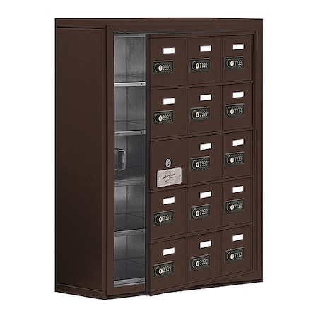 Salsbury Industries 19158-15ZSC Cell Phone Locker, 24 in W, 9 1/4 in D, 31 in H, (3) Wide, (5) Tier, Bronze