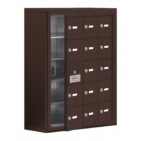 Salsbury Industries 19158-15ZSK Cell Phone Locker, 24 in W, 9 1/4 in D, 31 in H, (3) Wide, (5) Tier, Bronze