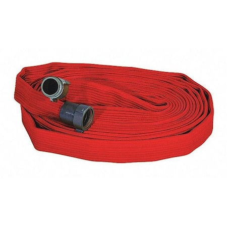 Kuriyama GHI15ARMTEX50NB Fire Hose, Single Jacket, 50 ft Length, 1 1/2 in Hose Inside Dia., Rubber Hose Tube, MNH Fitting A