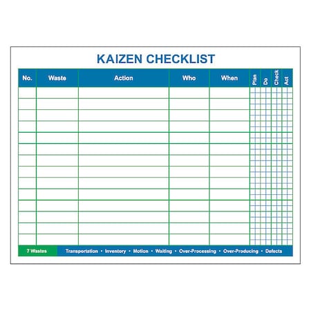 Visual Workplace 60-1912-3648-010 Kaizen Board, Plastic, 36 in, 48 in, No Frame Frame, White, Gloss