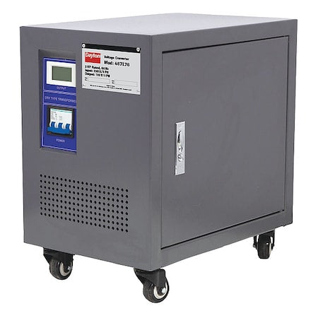 DAYTON 467L76 Step Up/Step Down Voltage Converter, 230V AC to 115V AC, 3000VA, 60 Hz, Portable, Steel