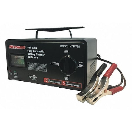 Westward 473X79 Benchtop Battery Charger, Charging, Maintaining, For Batt. Volt.: 12