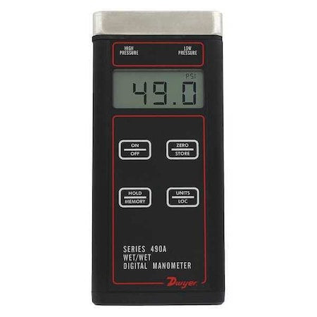 Dwyer Instruments 490A-1 Wet/Wet handheld digital manometer, 0 to 15 psi (0 to 103.4 kPa)