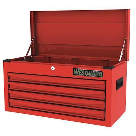 Westward 48RJ69 Top Chest, 4-Drawers, Powder Coated Red, 26