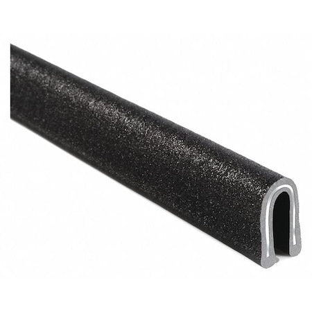 Trim-LOK 2200SB7X1/8-100 Edge Trim, PVC, Aluminum, 100 ft Length, 3/8 in Overall Width, Style: Rubber Look