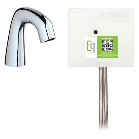 Chicago Faucet EQ-A11A-13ABCP Electronic Sensor Single Hole Mount, 1 Hole Mid Arc Bathroom Faucet, Chrome plated