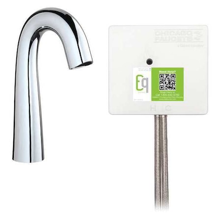 Chicago Faucet EQ-C11A-12ABCP Electronic Sensor Single Hole Mount, 1 Hole Mid Arc Bathroom Faucet, Chrome plated