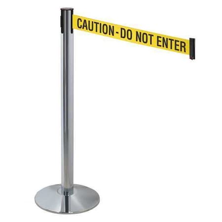 Retracta-Belt 330PAPC-CAU Barrier Post with Belt, Gray, 10 ft Length, 40 in Post Height, Caution Do Not Enter