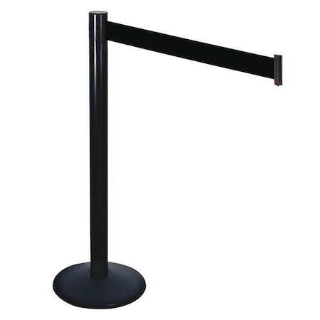 Retracta-Belt 331BA-BK Barrier Post with Belt, Black, 10 ft Length, 40 in Post Height, No Legend, Powder Coated