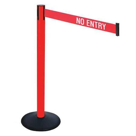 Retracta-Belt 331PRD-NE Barrier Post with Belt, Black, 10 ft Length, 40 in Post Height, No Entry, Powder Coated
