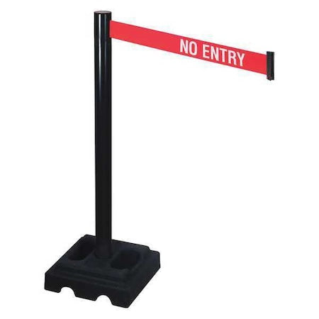 Retracta-Belt 332BA-NE Barrier Post with Belt, Black, 10 ft Length, 40 in Post Height, No Entry, Black